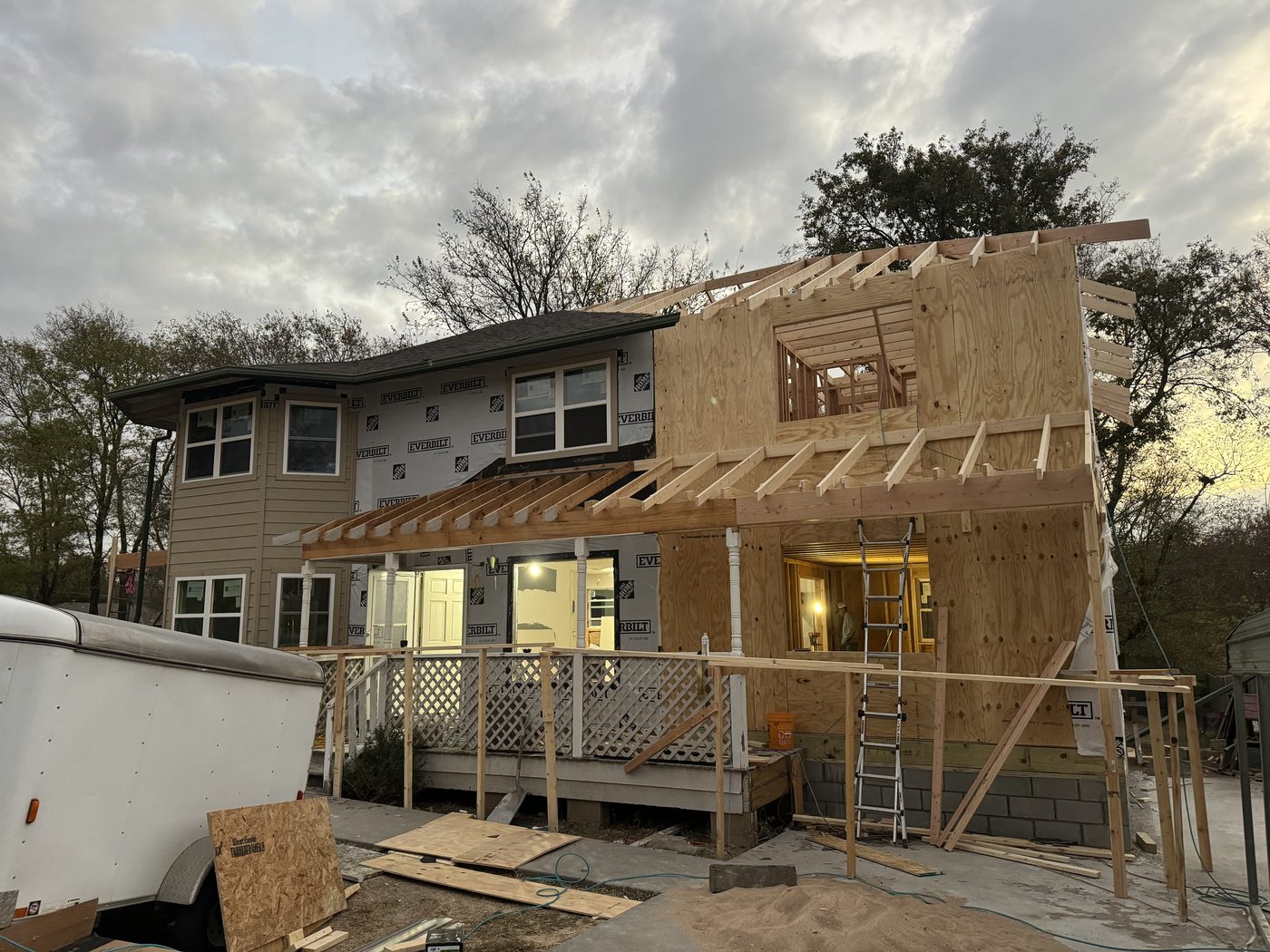 Two-story addition mid-construction