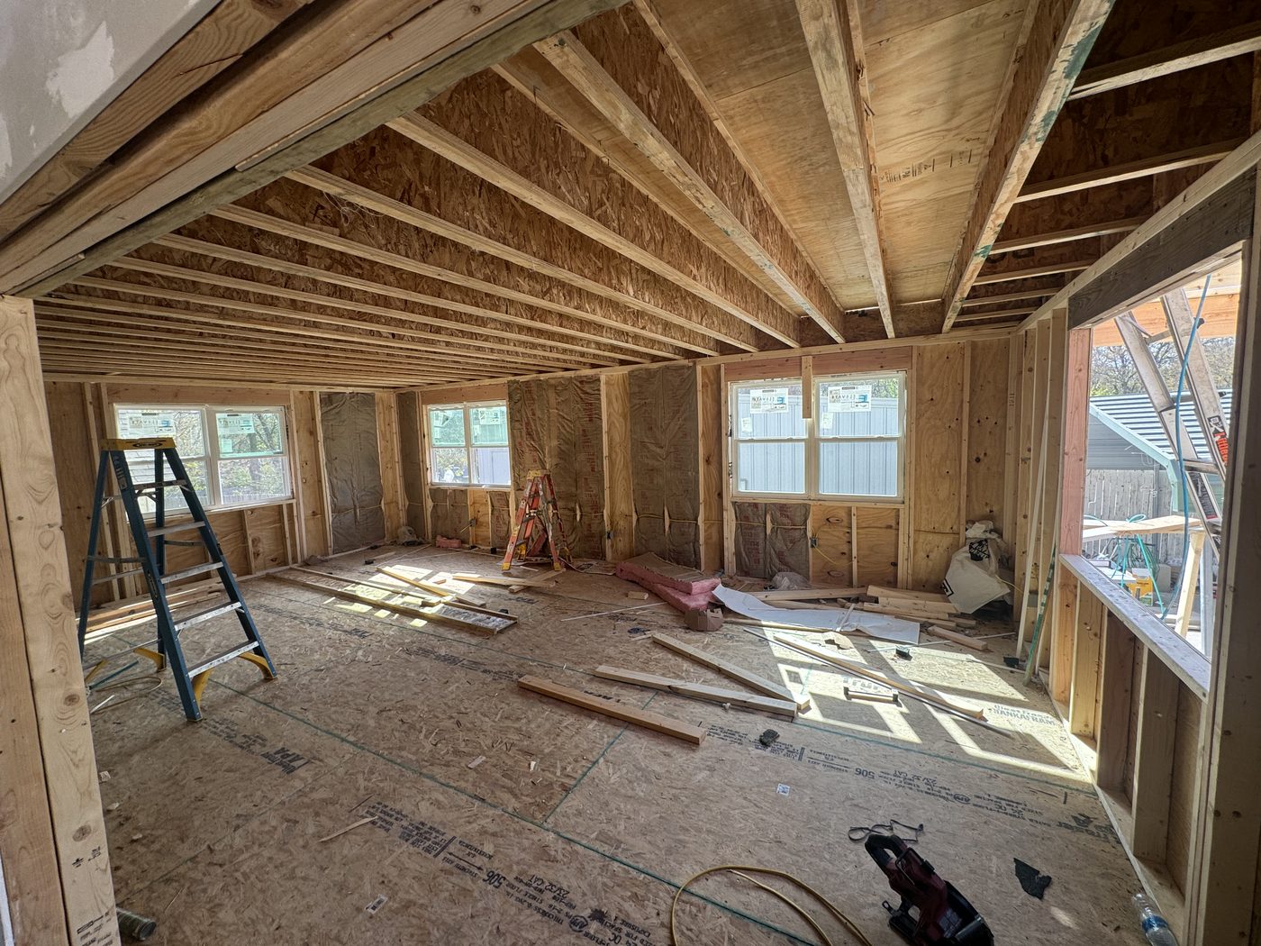 Framing interior of new construction by J Construction
